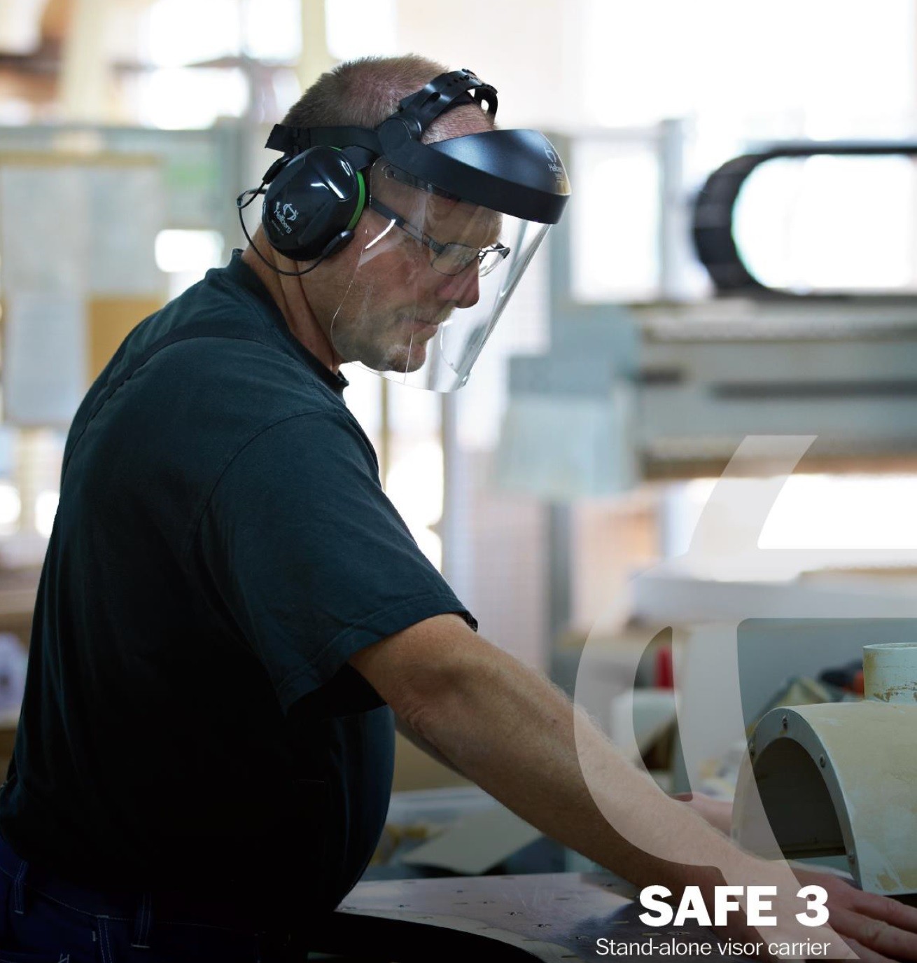 Set Viziera profesionala pentru industrie SAFE 3 Vizor PC si suport de cap