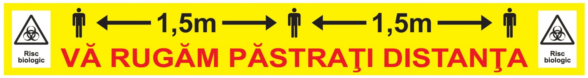 Autocolant Pastrati distanta 1.5 m - risc biologic